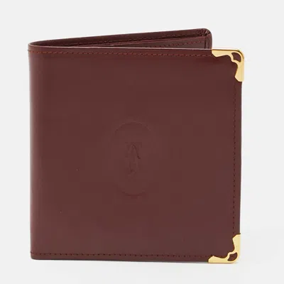 Pre-owned Cartier Burgundy Leather Bifold Wallet