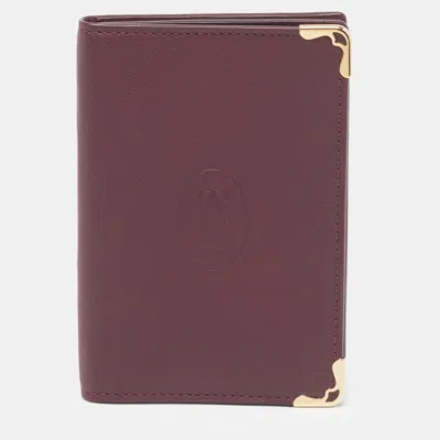 Pre-owned Cartier Burgundy Leather Card Case