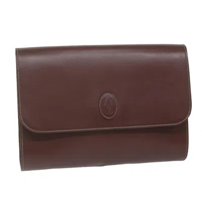 Cartier Burgundy Leather Clutch Bag ()