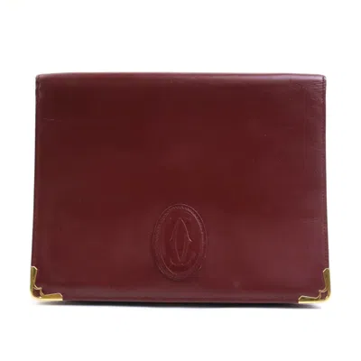 Pre-owned Cartier Burgundy Leather Clutch Bag ()