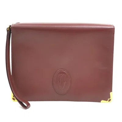 Pre-owned Cartier Burgundy Leather Clutch Bag ()