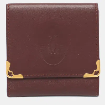 Pre-owned Cartier Burgundy Leather Coin Purse