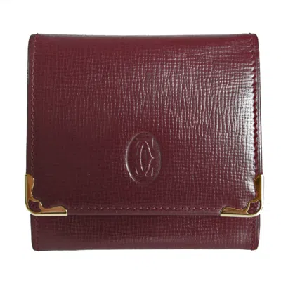 Pre-owned Cartier Burgundy Leather Coin Purse/coin Case ()