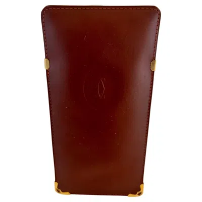 Pre-owned Cartier Burgundy Leather Eyewear Case Made In France 1980s In Red