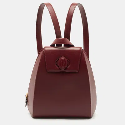 Pre-owned Cartier Burgundy Leather Happy Birthday Backpack