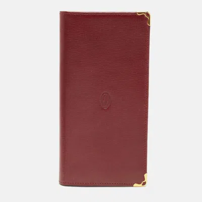 Pre-owned Cartier Burgundy Leather Long Wallet