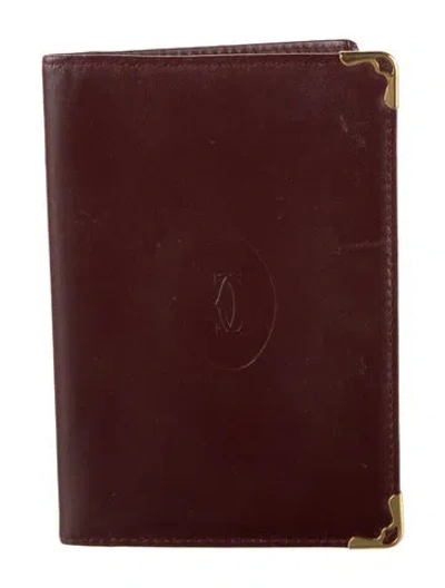 Pre-owned Cartier Burgundy Leather Passport Holder