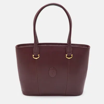 Pre-owned Cartier Burgundy Leather Shopper Tote