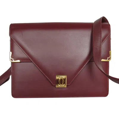 Pre-owned Cartier Burgundy Leather Shoulder Bag ()