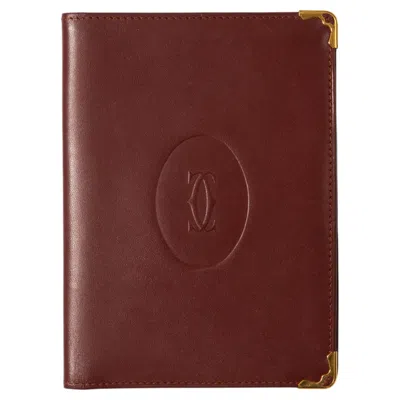 Pre-owned Cartier Burgundy Long Leather Wallet In Red