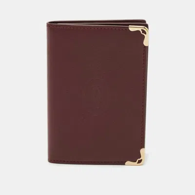 Pre-owned Cartier Business Card Holder In Burgundy