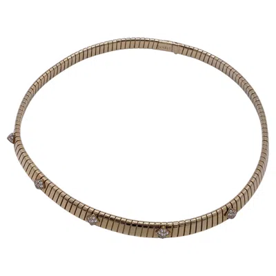 Pre-owned Cartier Bvlgari Tubogas 18k Yellow Gold Diamond Collar Choker Necklace Genuine