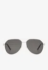 Cartier C-allonge Aviator Sunglasses In Gray