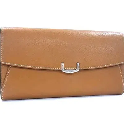 Pre-owned Cartier C De  Brown Leather Long Wallet (bi-fold) ()
