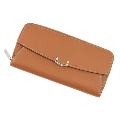 Pre-owned Cartier C De  Brown Leather Long Wallet (bi-fold) ()