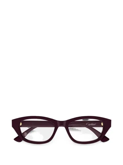 Cartier C De  Cat-eye Glasses In Burgundy