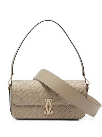 Pre-owned Cartier C De  Monogram Shoulder Bag In Neutrals