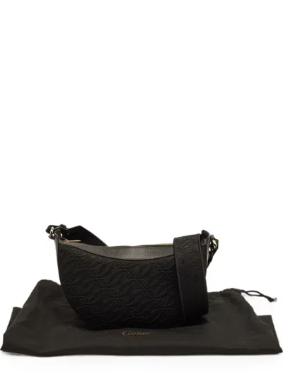 Pre-owned Cartier C De  Monogram-pattern Shoulder Bag In Black