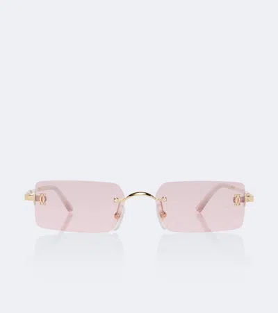 Cartier C De  Rectangular Sunglasses In Pink