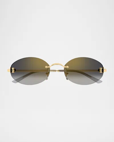 CARTIER C DE CARTIER RIMLESS METAL CAT-EYE SUNGLASSES