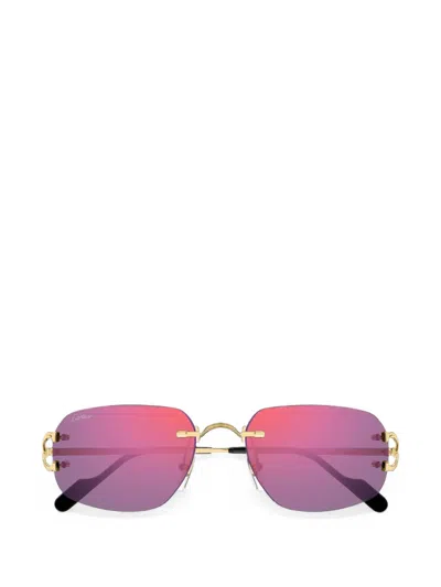 Cartier C De  Rimless Sunglasses In Gold
