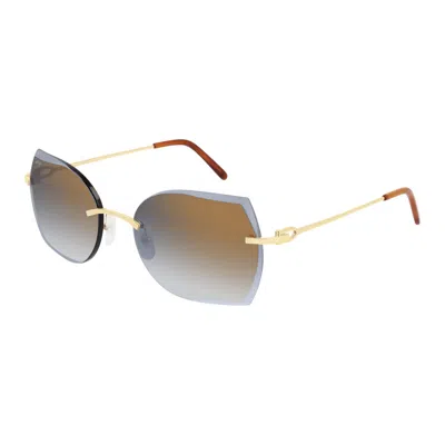 Cartier C Decor Bronze Irregular Ladies Sunglasses Ct0004rs 001 60 In Gold