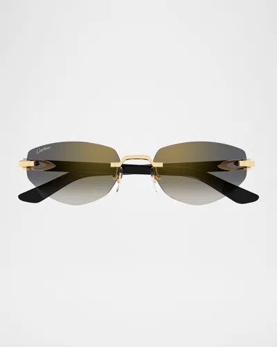 Cartier C Decor Cat-eye Metal Sunglasses In Brown