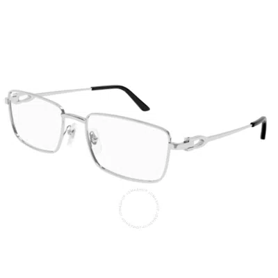 Cartier C Decor Demo Rectangular Men's Eyeglasses Ct0369o 001 54 In Metallic