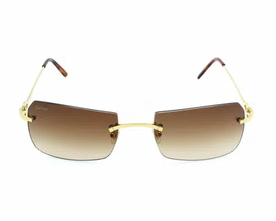 Pre-owned Cartier C-decor Gold With Brown Lens 56-19-140 Mm Unisex Sunglasses Ct0006rs 001