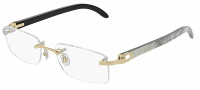 Pre-owned Cartier C Decor Gold/white Buffalo Horn Unisex Eyeglasses Ct0046o-001