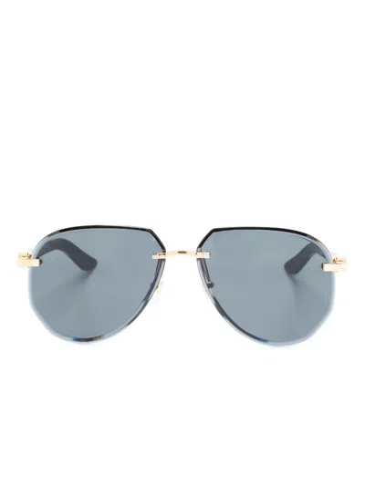 Cartier C Decor Pilot-frame Sunglasses In Black