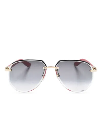 Cartier C Decor Pilot-frame Sunglasses In Rot