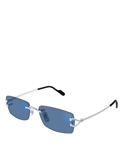 Cartier C Decor Rectangle Sunglasses, 56mm In Silver