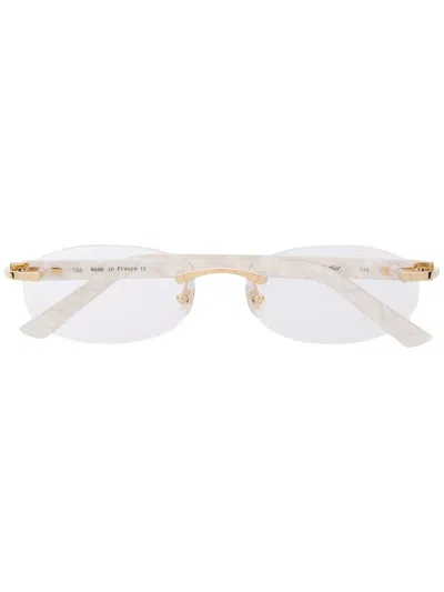 Cartier C Décor Rimless Oval-frame Glasses In White