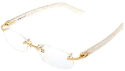 Pre-owned Cartier C Décor Rimless Pearlescent White Frame With Gold Trim Eyeglasses In Clear
