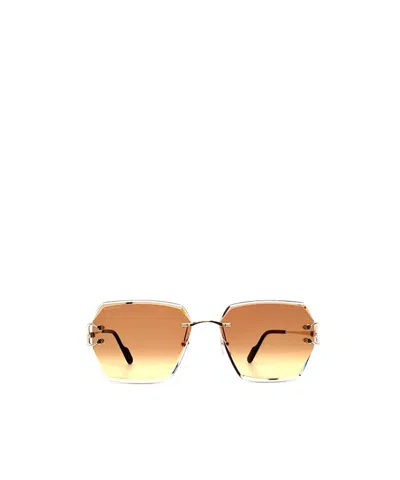Cartier C Décor Rimless Rectangular-frame Sunglasses In Multicolor