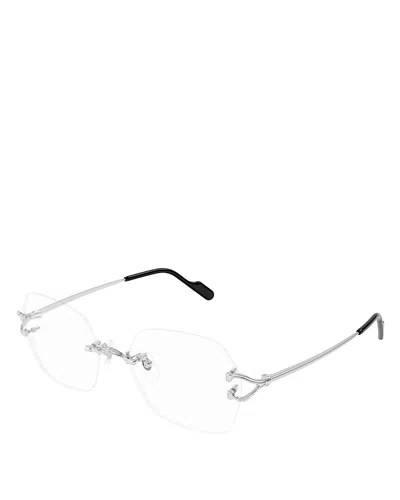 Cartier C Decor Rimless Square Optical Glasses, 55mm In Metallic