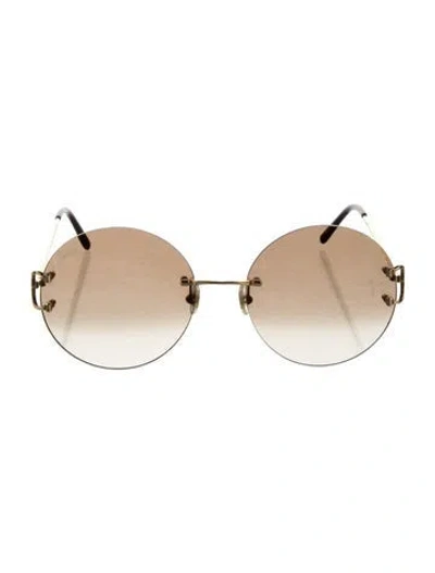 Pre-owned Cartier C Decor Round Sunglasses In Gold/metallic