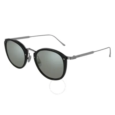 Cartier C Decor Silver Navigator Unisex Sunglasses Ct0014s 004 49 In Black