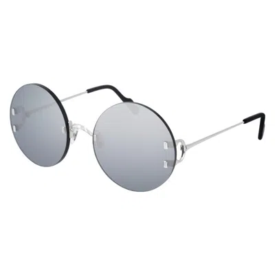 Cartier C Decor Silver Round Ladies Sunglasses Ct0152s 004 56