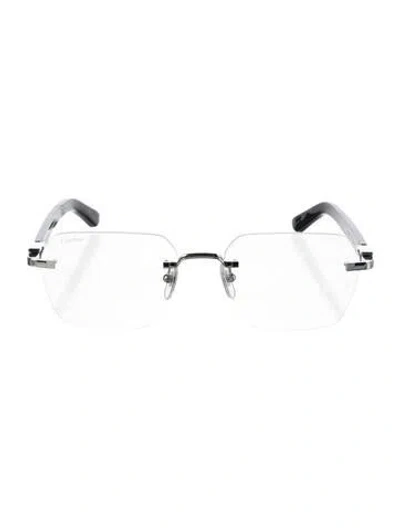 Pre-owned Cartier C Decor Square Eyeglasses In Metallic/silver