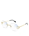 Cartier 57mm Rectangular Sunglasses In Gold/clear