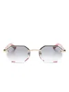 Cartier Red C De  Octagonal Frame Sunglasses In Red