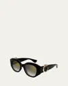 Cartier C-logo Acetate Butterfly Sunglasses In Black