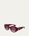 Cartier C-logo Acetate Butterfly Sunglasses In Burgundy