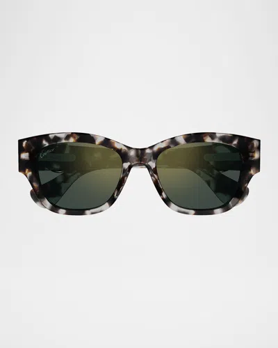 Cartier C-logo Cat-eye Shape Acetate Sunglasses In Gray