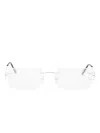Cartier C Rectangle-frame Glasses In Silver