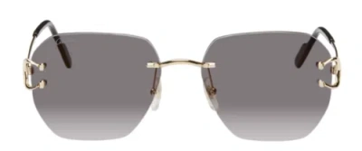 Pre-owned Cartier C Wire Frame Glasses Gold Black