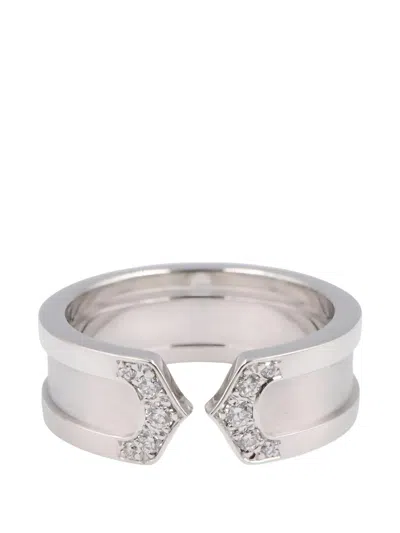Pre-owned Cartier C2 Diamond Ring In Silver