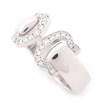 Pre-owned Cartier C2 Silver White Gold (18k) Band Ring ()